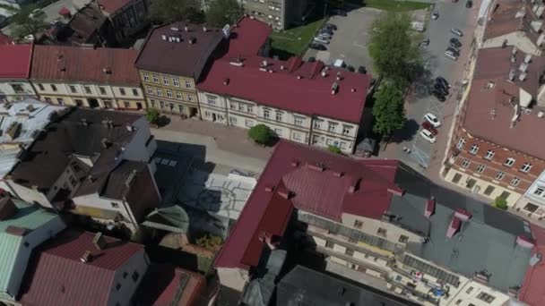 Beautiful Old Town Street Tarnow Aerial View Poland High Quality — Stock Video