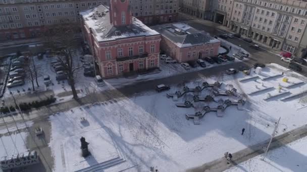 Hermosa Plaza Del Consejo Del Museo Czestochowa Vista Aérea Polonia — Vídeo de stock