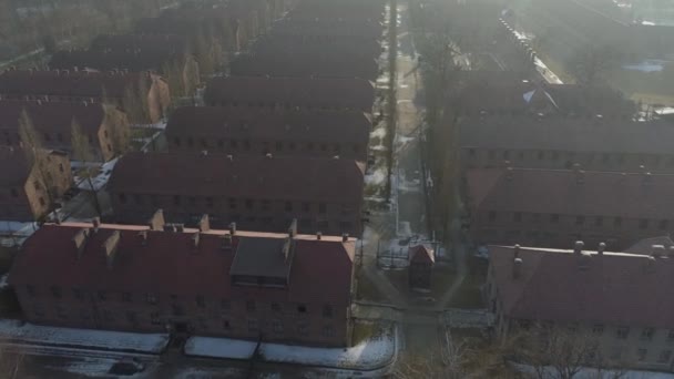 奥斯威辛集中营Oswiecim Aerial View Poland 高质量的4K镜头 — 图库视频影像