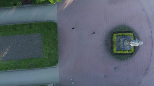 Socha Shora Dolů Adam Mickiewicz Planty Nowy Sacz Aerial View — Stock video