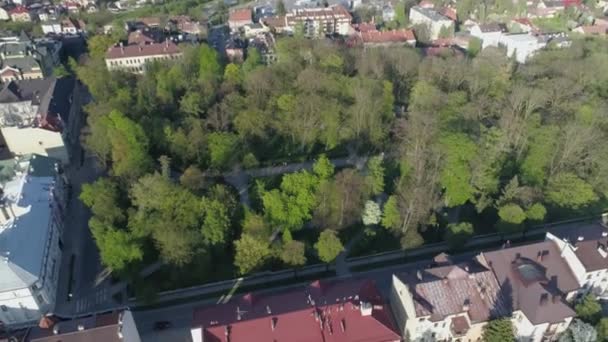 Beautiful Park Planty Nowy Sacz Aerial View Poland Vysoce Kvalitní — Stock video