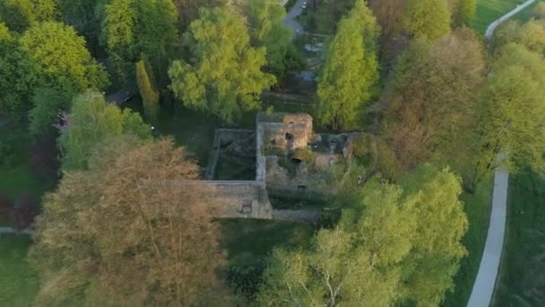 Castelo Ruínas Nowy Sacz Vista Aérea Polônia Imagens Alta Qualidade — Vídeo de Stock