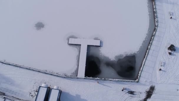 Замерзший Пруд Ченстохова Воздушный Вид Польшу Высококачественные Кадры — стоковое видео