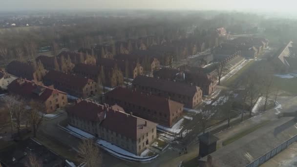 Lagărul Concentrare Auschwitz Oswiecim Aerial View Polonia Înregistrare Înaltă Calitate — Videoclip de stoc