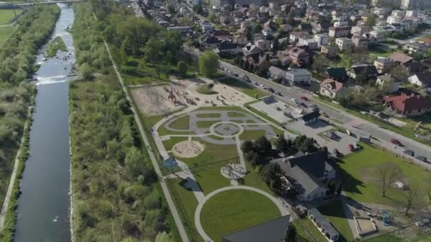 Prachtige Recreatiepark Nowy Sacz Luchtfoto View Polen Hoge Kwaliteit Beeldmateriaal — Stockvideo