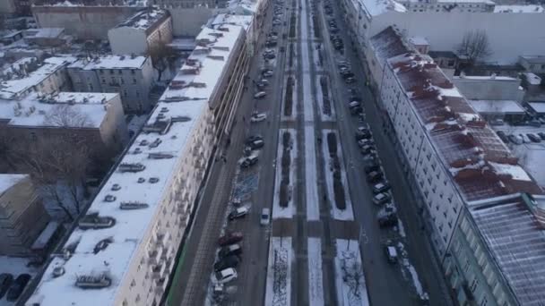 Bela Avenida Downtown Czestochowa Vista Aérea Polônia Imagens Alta Qualidade — Vídeo de Stock