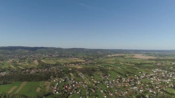Beautiful Panorama Mountains Κρόσνο Αεροφωτογραφία Πολωνία Υψηλής Ποιότητας Πλάνα — Αρχείο Βίντεο