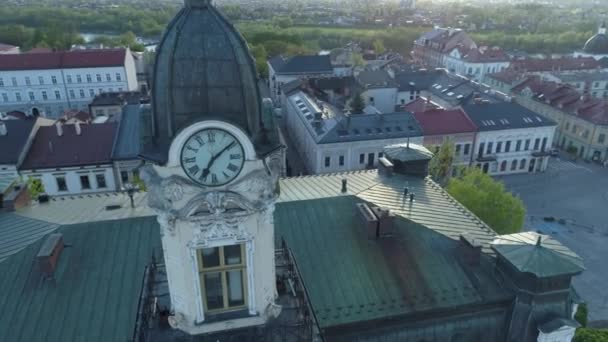 Schöne Altstadt Marktplatz Nowy Sacz Luftaufnahme Polen Hochwertiges Filmmaterial — Stockvideo