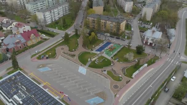 Urząd Powiatowy Playfield Mielec Aerial View Poland Wysokiej Jakości Materiał — Wideo stockowe