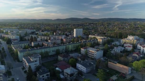 Krásné Panorama Hory Estate Krosno Aerial View Polsko Vysoce Kvalitní Videoklip