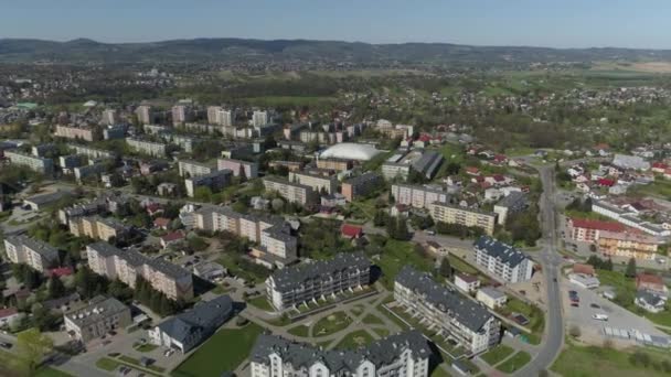 Piękna Panorama Góry Estate Krosno Aerial View Poland Wysokiej Jakości — Wideo stockowe