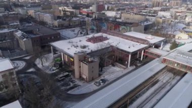 Güzel Czestochowa Tren İstasyonu Hava Manzaralı Polonya. Yüksek kalite 4k görüntü