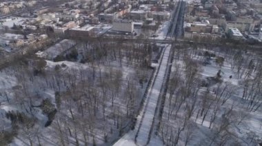 Güzel Park Sığınağı Jasna Gora Czestochowa Hava Manzarası Polonya. Yüksek kalite 4k görüntü