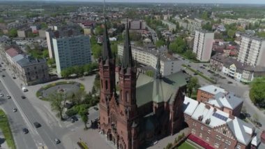 Güzel kilise Tarnow Hava Manzaralı Polonya. Yüksek kalite 4k görüntü