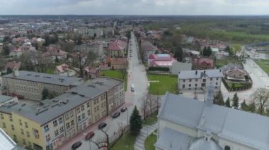Güzel Panorama Sokağı Mielec Havacılık Manzarası Polonya. Yüksek kalite 4k görüntü