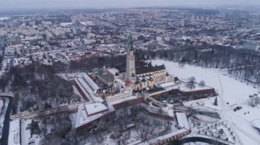 Güzel Panorama Sığınağı Jasna Gora Czestochowa Hava Manzarası Polonya. Yüksek kalite 4k görüntü