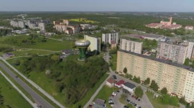 Bania Emlak Su Kulesi Tarnow Havacılık Görünümü Polonya. Yüksek kalite 4k görüntü