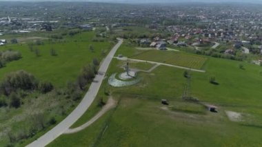 Güzel manzara İsa Kral Anıtı Jaslo Havacılık Manzarası Polonya. Yüksek kalite 4k görüntü