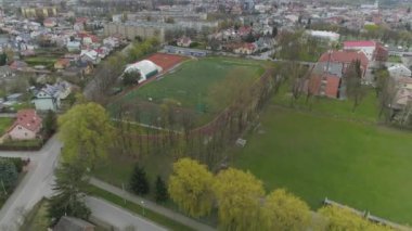 Futbol Sahası Gryf Mielec Havadan Polonya. Yüksek kalite 4k görüntü