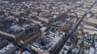 Güzel Panorama Meydanı Kilisesi Czestochowa Hava Manzarası Polonya. Yüksek kalite 4k görüntü