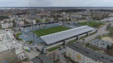Güzel stadyum Mielec Hava Manzarası Polonya. Yüksek kalite 4k görüntü