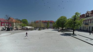 Güzel Pazar Meydanı Jaslo Havacılık Manzarası Polonya. Yüksek kalite 4k görüntü