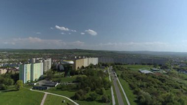 Güzel Panorama Gökdelenleri Tarnow Hava Manzaralı Polonya. Yüksek kalite 4k görüntü