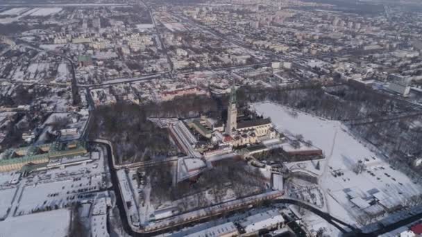 Belo Santuário Panorama Jasna Gora Czestochowa Vista Aérea Polônia Imagens — Vídeo de Stock