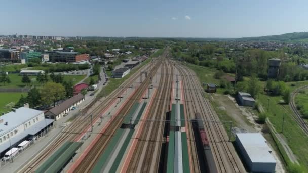 Beautiful Panorama Tracks Tarnow Aerial View Poland High Quality Footage — Stock Video