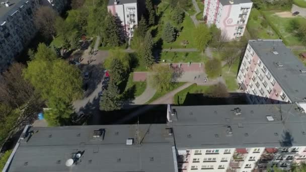 Bonito Parque Infantil Habitação Krosno Aerial View Poland Imagens Alta — Vídeo de Stock