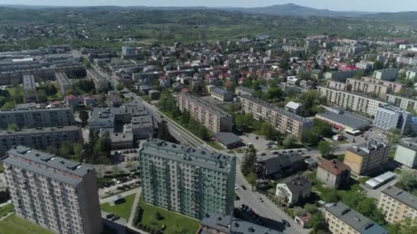 Prachtig Landschap Bergen Jaslo Luchtfoto Uitzicht Polen Hoge Kwaliteit Beeldmateriaal Stockvideo