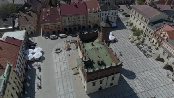 Prachtige Oude Stadsplein Tarnow Aerial View Polen Hoge Kwaliteit Beeldmateriaal — Stockvideo
