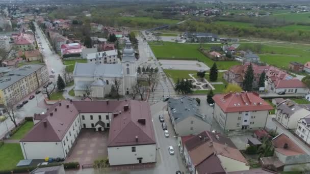 美丽的全景教堂Mielec Aerial View波兰 高质量的4K镜头 — 图库视频影像