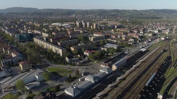 美丽的全景火车站诺维 萨克斯航观波兰 高质量的4K镜头 — 图库视频影像