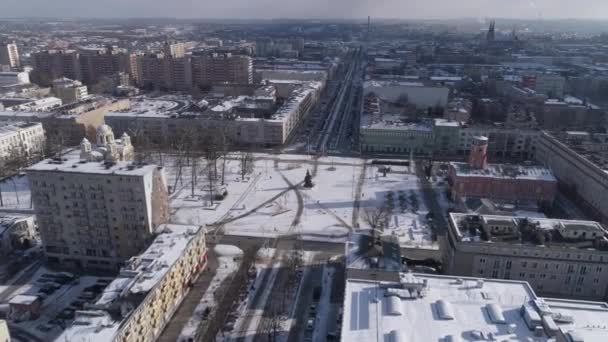 Vackra Square Downtown Czestochowa Flygfoto Polen Högkvalitativ Film — Stockvideo