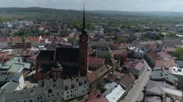 Bella Cattedrale Basilica Tarnow Vista Aerea Polonia Filmati Alta Qualità — Video Stock