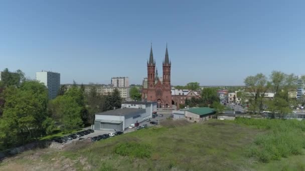 Prachtige Panorama Kerk Tarnow Luchtfoto Polen Hoge Kwaliteit Beeldmateriaal — Stockvideo