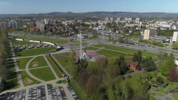 Panorama Papal Cross Krosno Vista Aérea Polônia Imagens Alta Qualidade — Vídeo de Stock