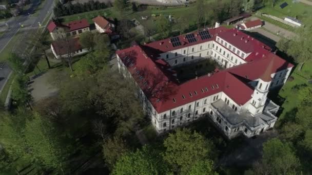 Mosteiro Branco Nowy Sacz Vista Aérea Polônia Imagens Alta Qualidade — Vídeo de Stock