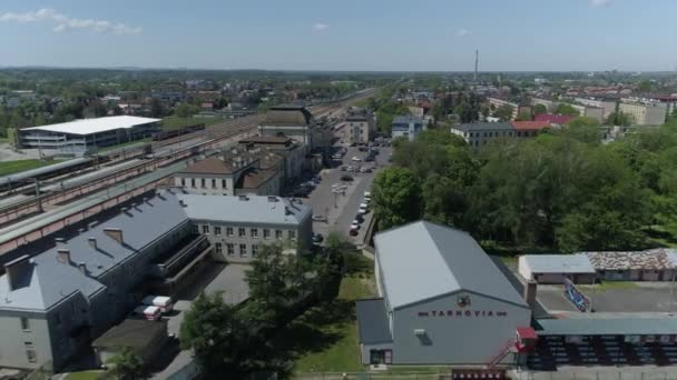 Prachtig Treinstation Tarnow Aerial View Polen Hoge Kwaliteit Beeldmateriaal — Stockvideo