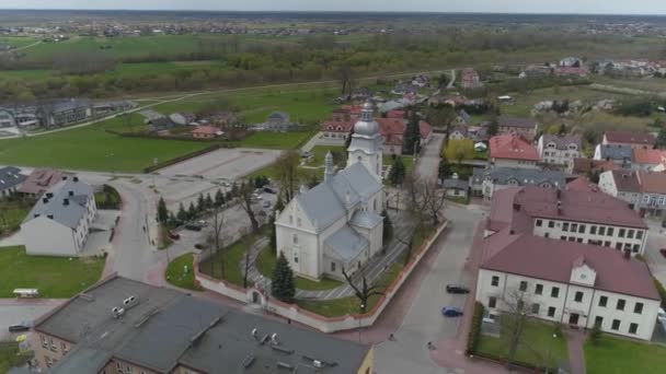 Bela Igreja Panorama Mielec Vista Aérea Polônia Imagens Alta Qualidade — Vídeo de Stock