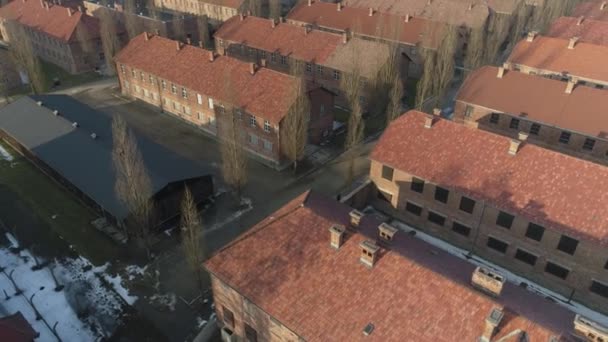 Auschwitz Konsentrasjonsleir Oswiecim Aerial View Polen Opptak Høy Kvalitet – stockvideo