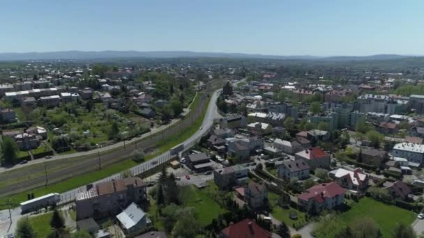 美丽的全景街Jaslo Aerial View波兰 高质量的4K镜头 — 图库视频影像