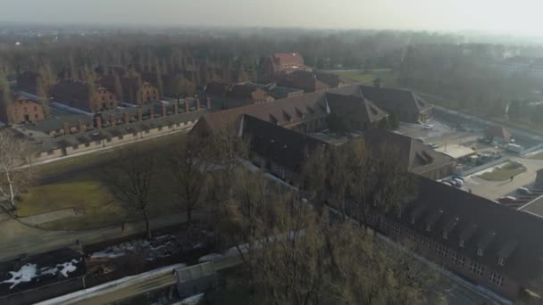 Άουσβιτς Στρατόπεδο Συγκέντρωσης Oswiecim Aerial View Πολωνία Υψηλής Ποιότητας Πλάνα — Αρχείο Βίντεο