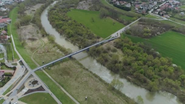 Gyönyörű Panoráma Híd Mielec Légi Kilátás Lengyelország Kiváló Minőségű Felvételek — Stock videók