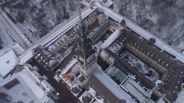 Schönes Heiligtum Jasna Gora Czestochowa Luftaufnahme Polen Hochwertiges Filmmaterial — Stockvideo