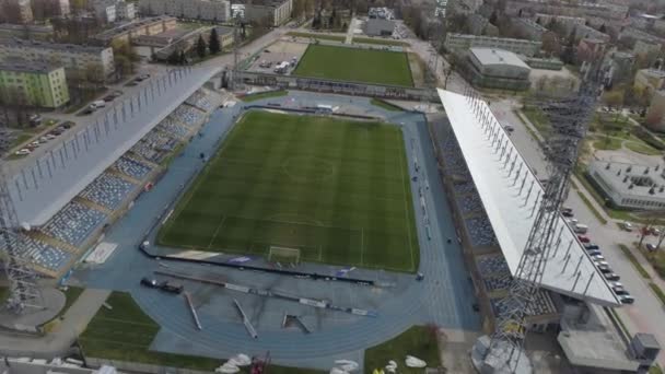 Vackra Stadium Mielec Antenn View Poland Högkvalitativ Film — Stockvideo