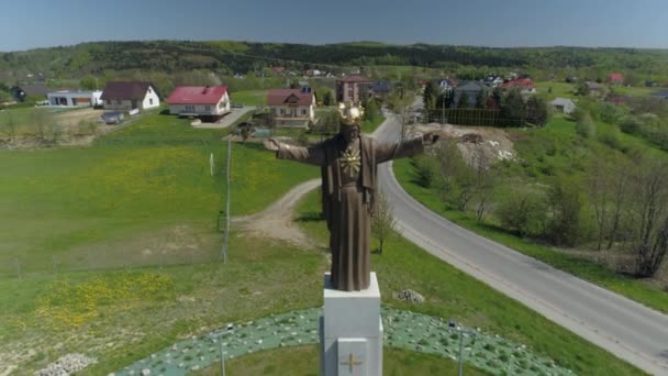 Cristo Monumento Jaslo Veduta Aerea Polonia Filmati Alta Qualità — Video Stock