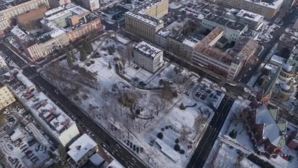 Praça Solidariedade Czestochowa Vista Aérea Polônia Imagens Alta Qualidade — Vídeo de Stock