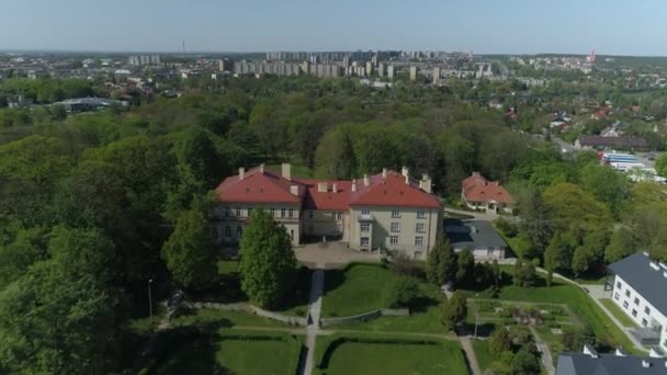 Princes Palace Park Sanguszkow Tarnow Aerial View Poland High Quality — Stock Video